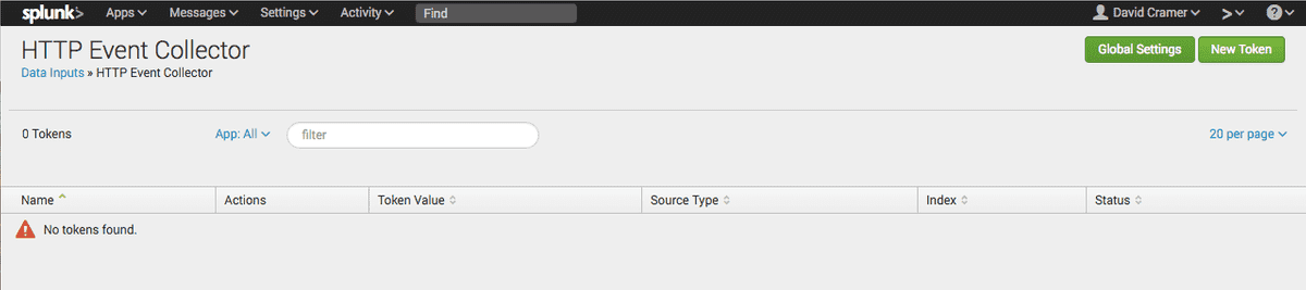 splunk new http input