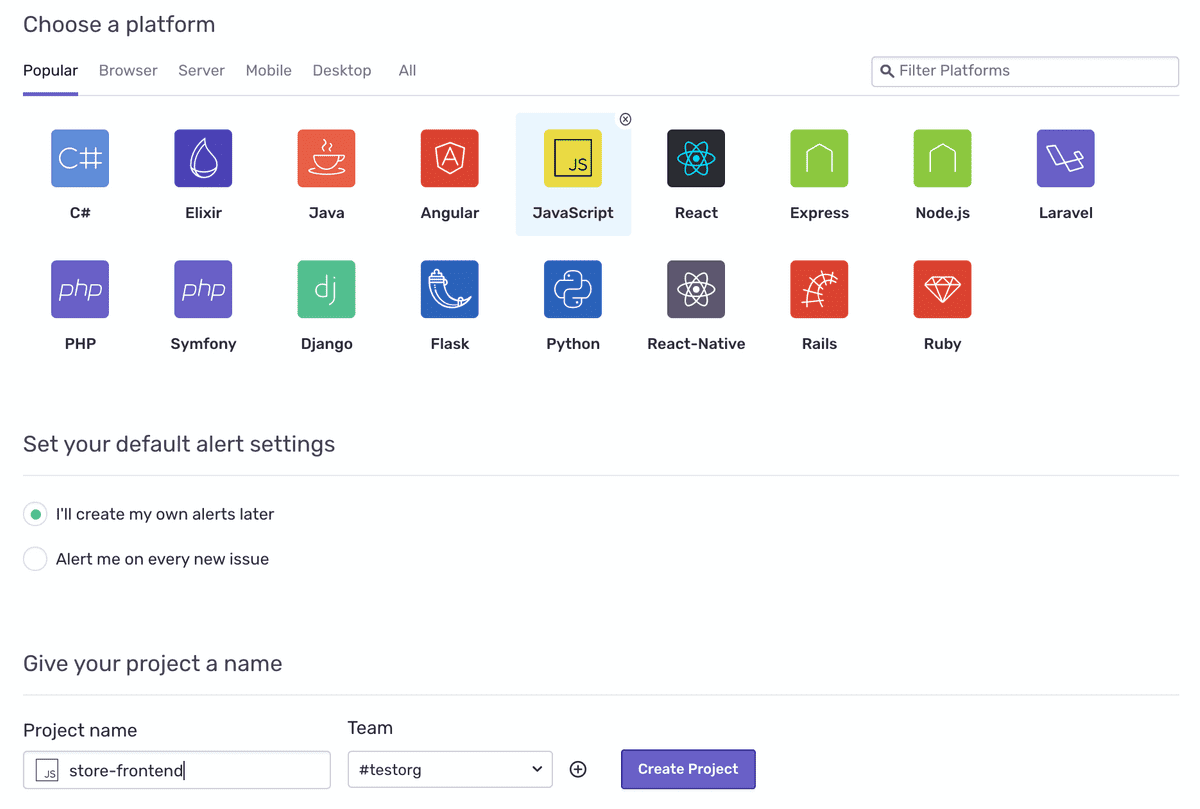 Select project language