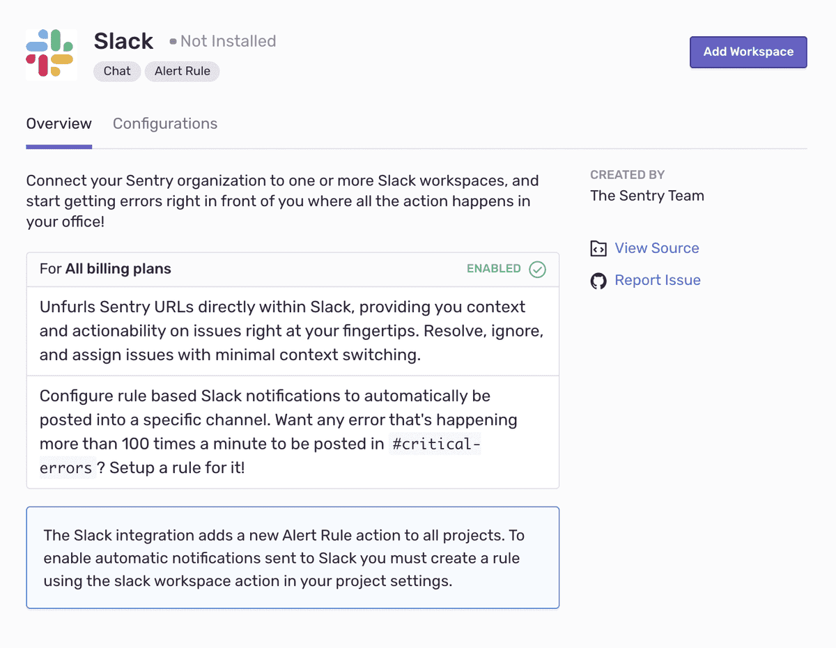slack overview details page
