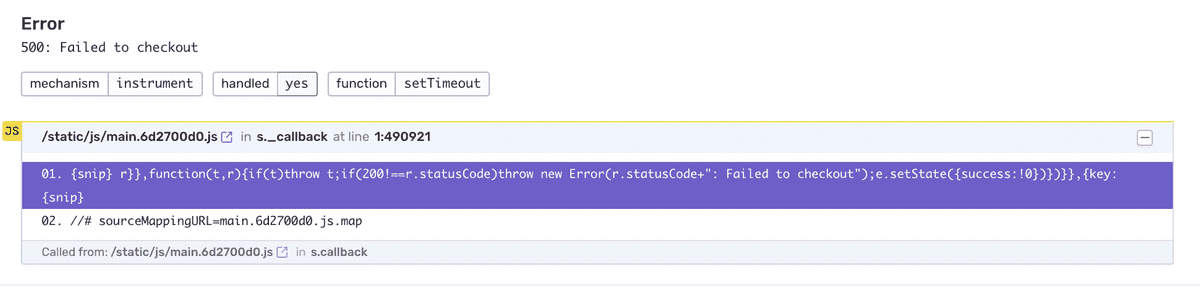 JavaScript stack trace without source maps