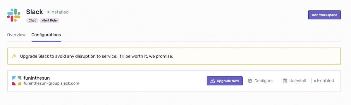 slack migration configurations