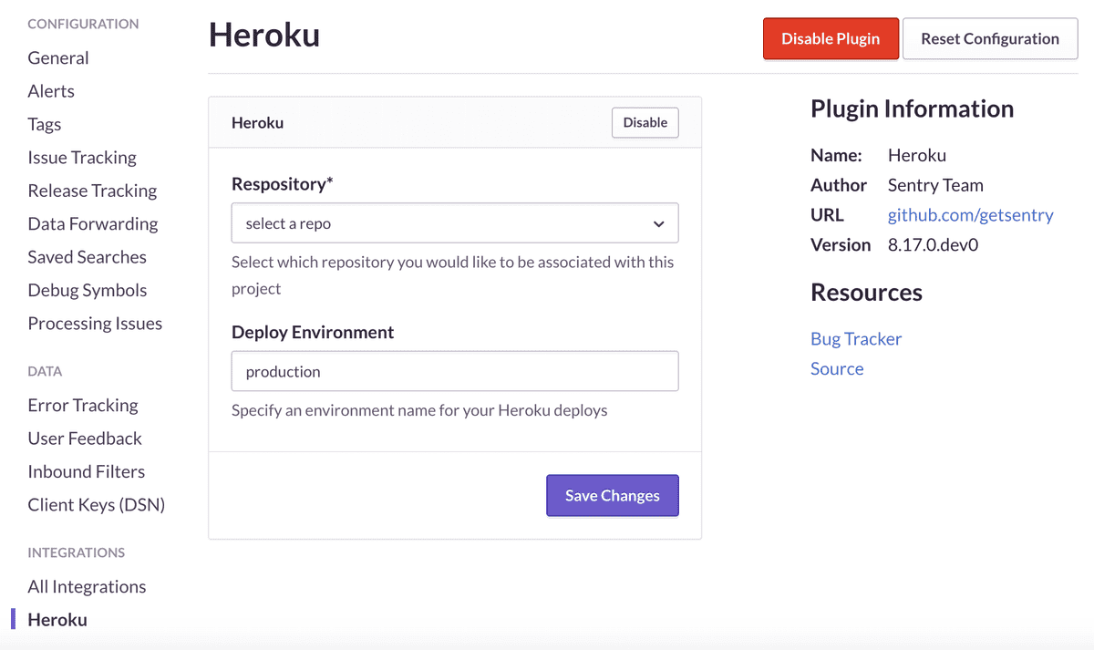 heroku project config